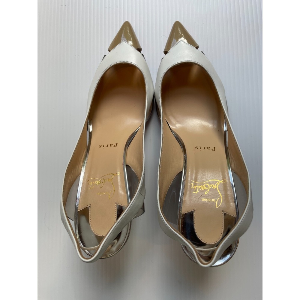 Christian Louboutin Tri-Color Air Chance 100 Slingback Peekaboo Pumps 37 NEW - Picture 5 of 8